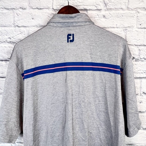 FootJoy FJ Golf Gray Purple Striped Polo Short Sleeve Shirt Logo Size X Large XL - Picture 5 of 9